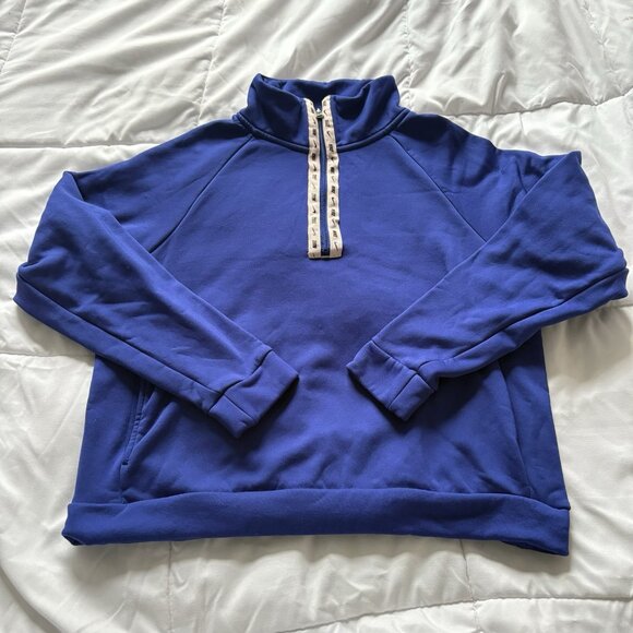 Nike Womens Size Small Top Sweatshirt Dry Therma Fleece Half Zip Pullover Blue - Picture 1 of 7
